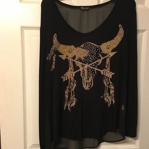 Black sequined bull blouse